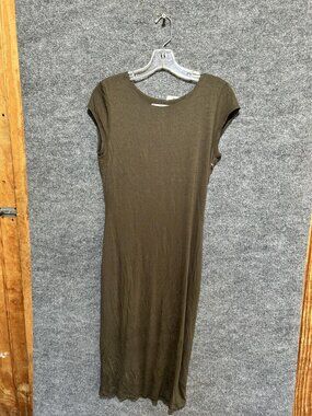 Velvet Torch Dress Womens Large Green Bodycon Midi Crew Neck Jersey Casual